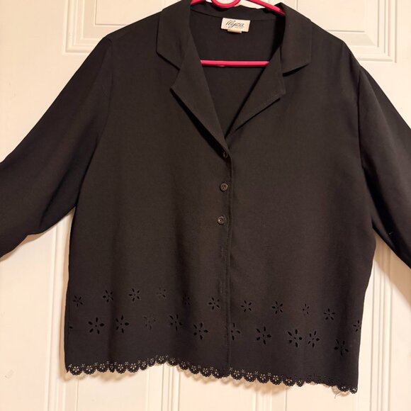 Iliza New York black cropped button-front blouse chic fairy whimsy SZ XL - Picture 2 of 7